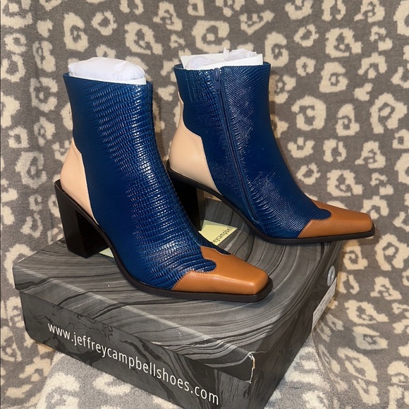 Jeffrey Campbell Calimity-L Heeled Boots in Brown Blue Lizard Beige 😍 New 🆕 😍😍 - Picture 10 of 17